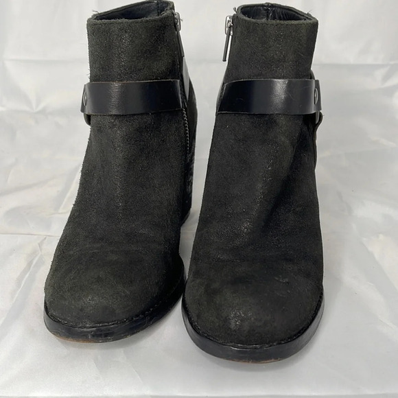 ASH Falcon Harness Moto Ankle Boots Black  Brushed Leather Chunky Heels 38 8 - Picture 3 of 15